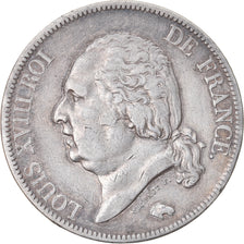Moneda, Francia, Louis XVIII, Louis XVIII, 5 Francs, 1821, Paris, MBC, Plata