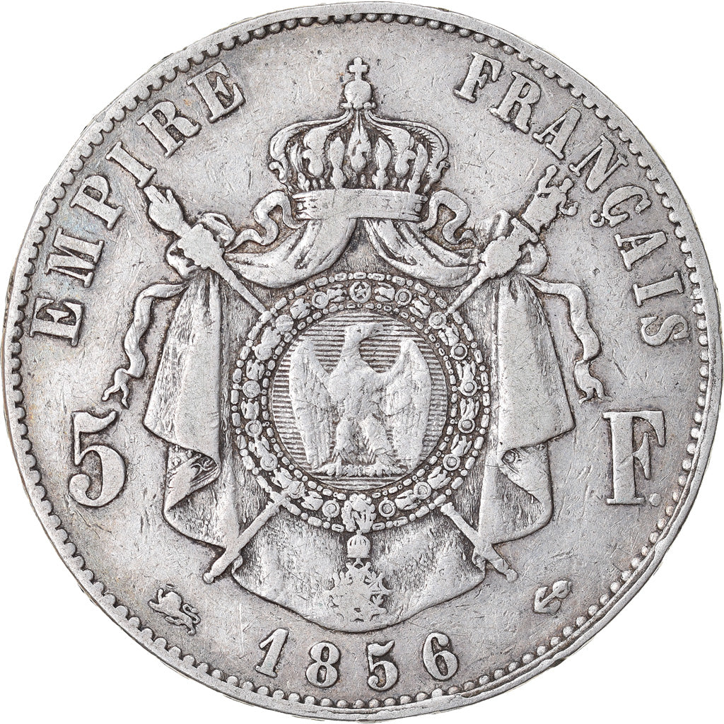 Moneta, Francja, Napoleon III, Napoléon III, 5 Francs, 1856, Lyon, VF(30-35)