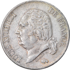 Coin, France, Louis XVIII, Louis XVIII, 5 Francs, 1824, Lille, AU(50-53)