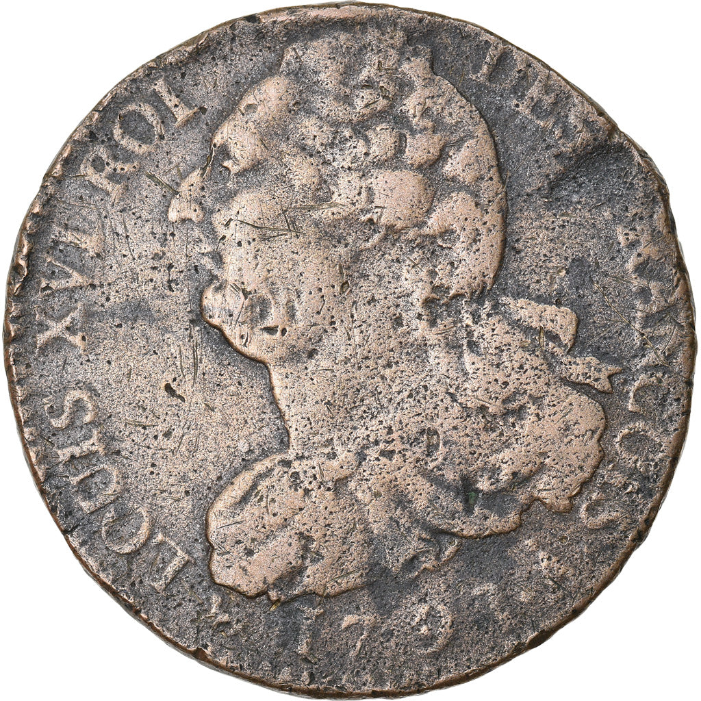 Moeda, França, 2 sols françois, 2 Sols, 1791, Paris, VF(20-25), Bronze
