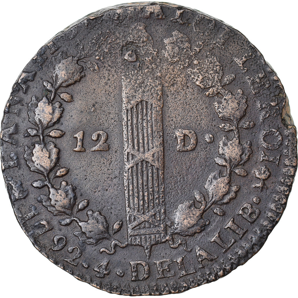 Monnaie, France, 12 deniers françois, 12 Deniers, 1792, Nantes, TTB, Bronze