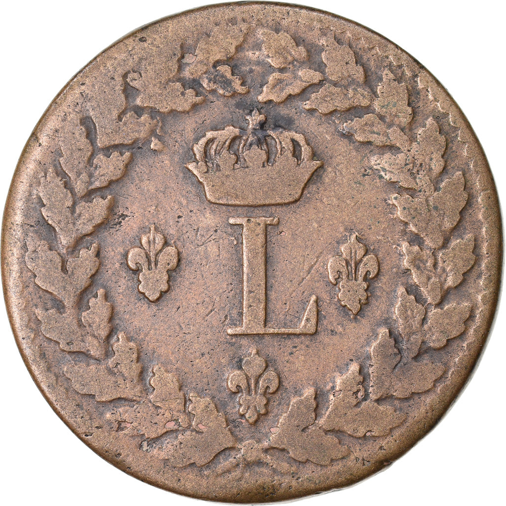 Coin, France, Louis XVIII, Decime, 1815, Strasbourg, VF(30-35), Bronze, KM:701