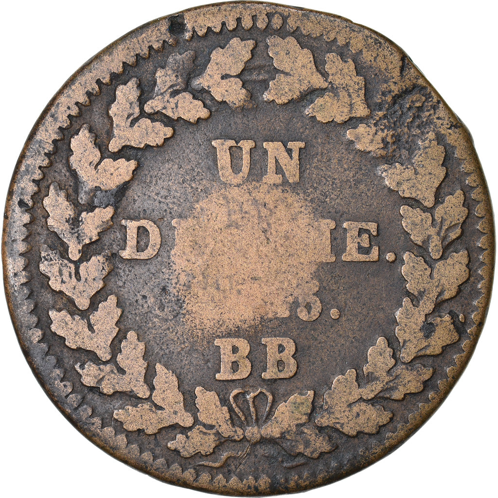 Coin, France, Napoleon I, Decime, 1815, Strasbourg, VF(20-25), Bronze