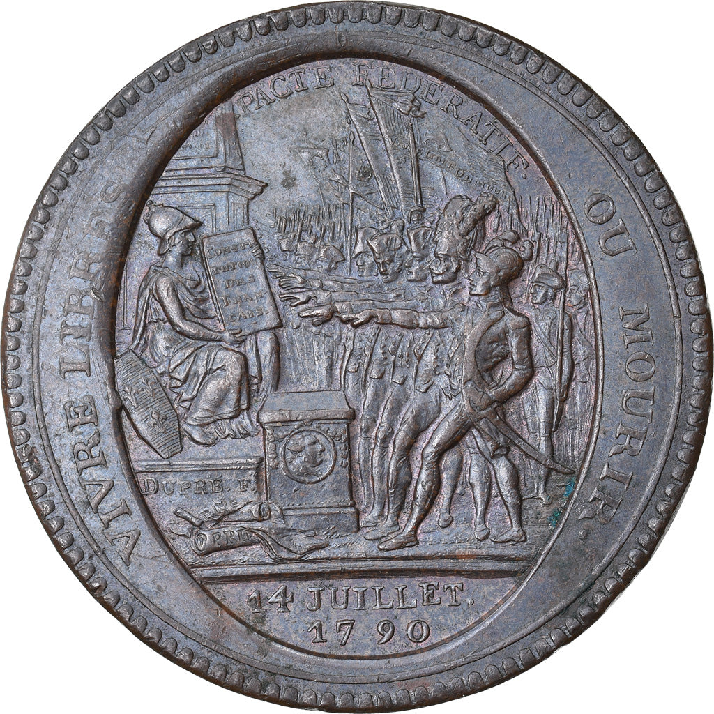 Coin, France, Monneron, 5 Sols, 1790, Paris, AU(50-53), Bronze