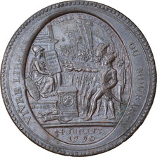 Munten, Frankrijk, Monneron, 5 Sols, 1790, Paris, ZF+, Bronze