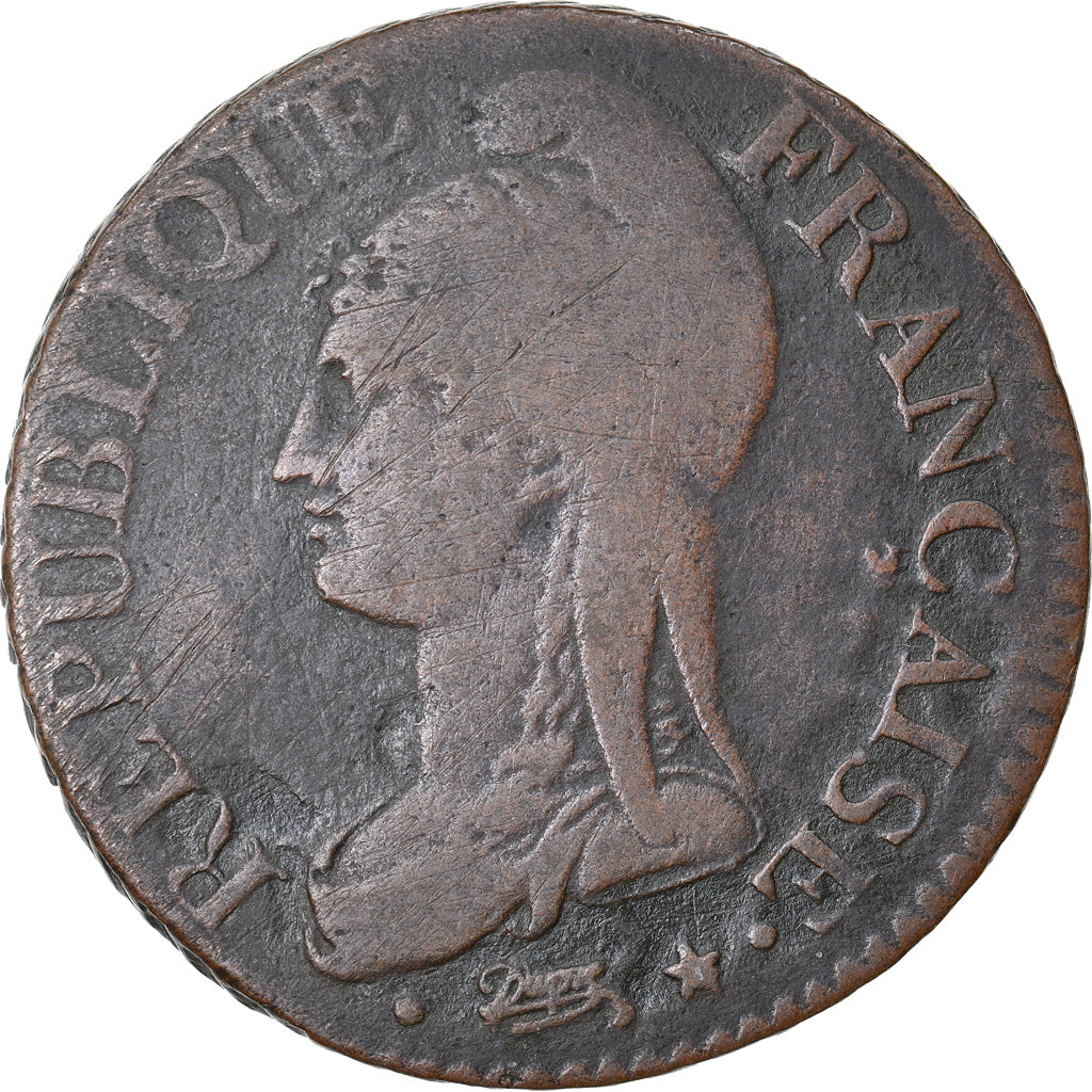 Moeda, França, Dupré, 5 Centimes, AN 7/5, Paris, VF(20-25), Bronze, KM:640.1