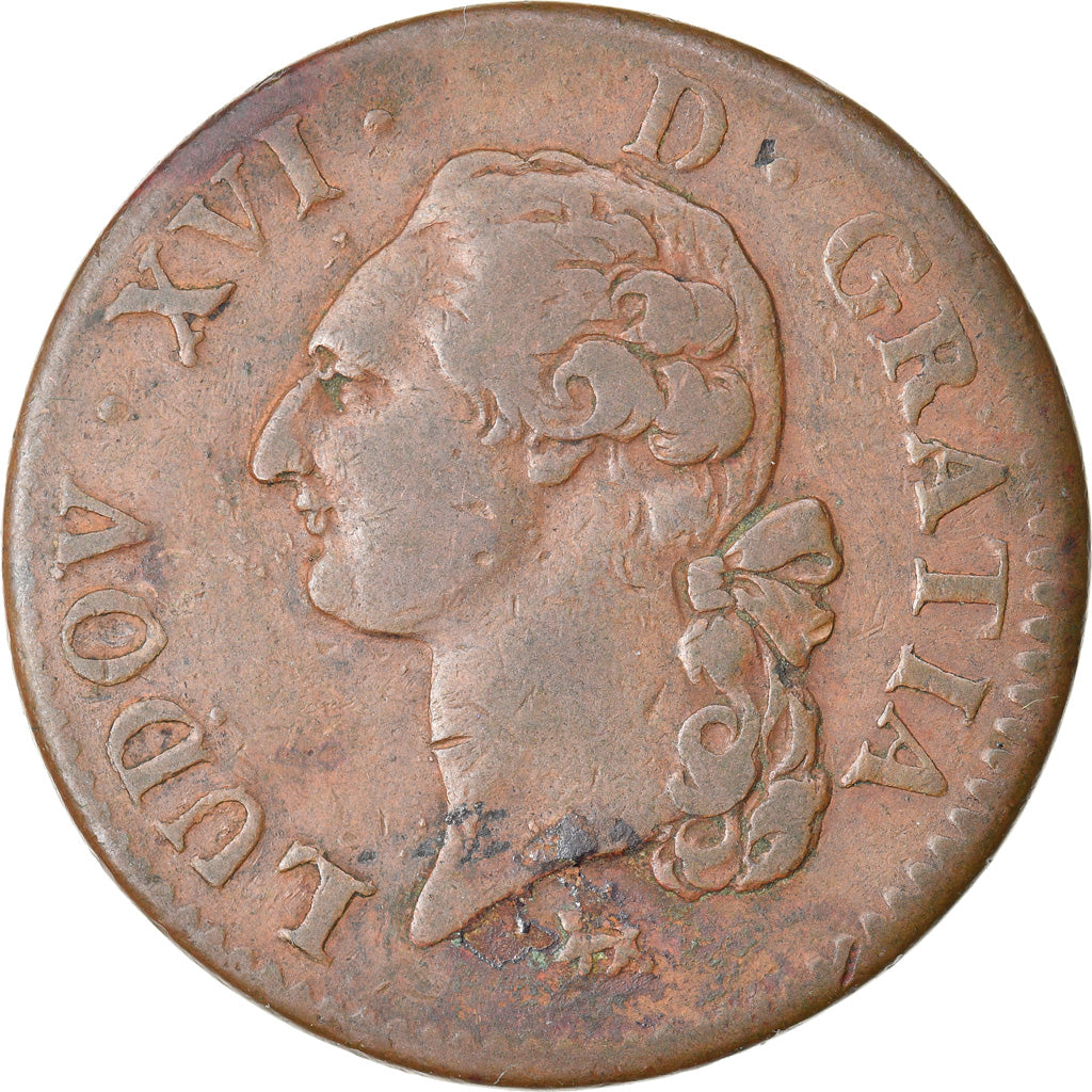 Coin, France, Louis XVI, Sol ou sou, Sol, 1791, Paris, EF(40-45), Copper