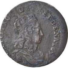 Monnaie, France, Louis XIV, Liard de France au buste juvénile, deuxième type