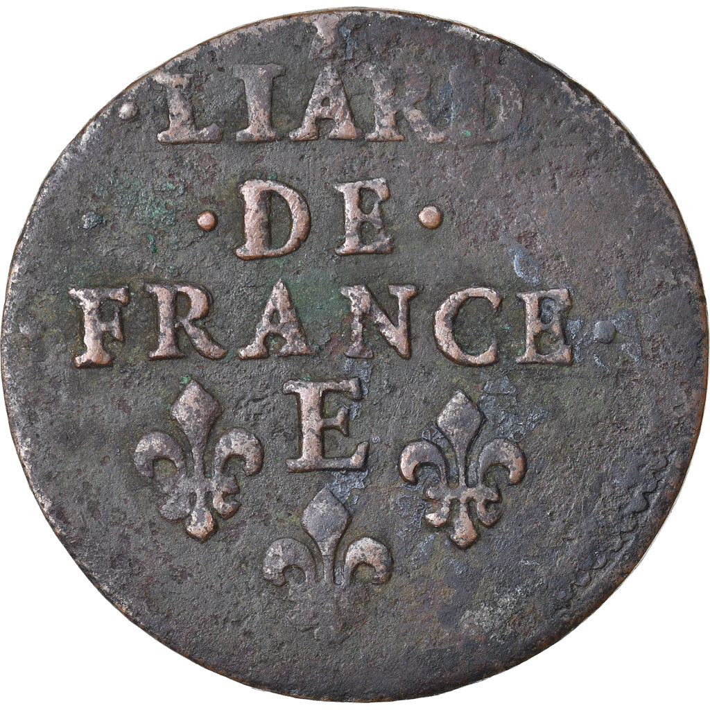Monnaie, France, Louis XIV, Liard de France au buste juvénile, deuxième type