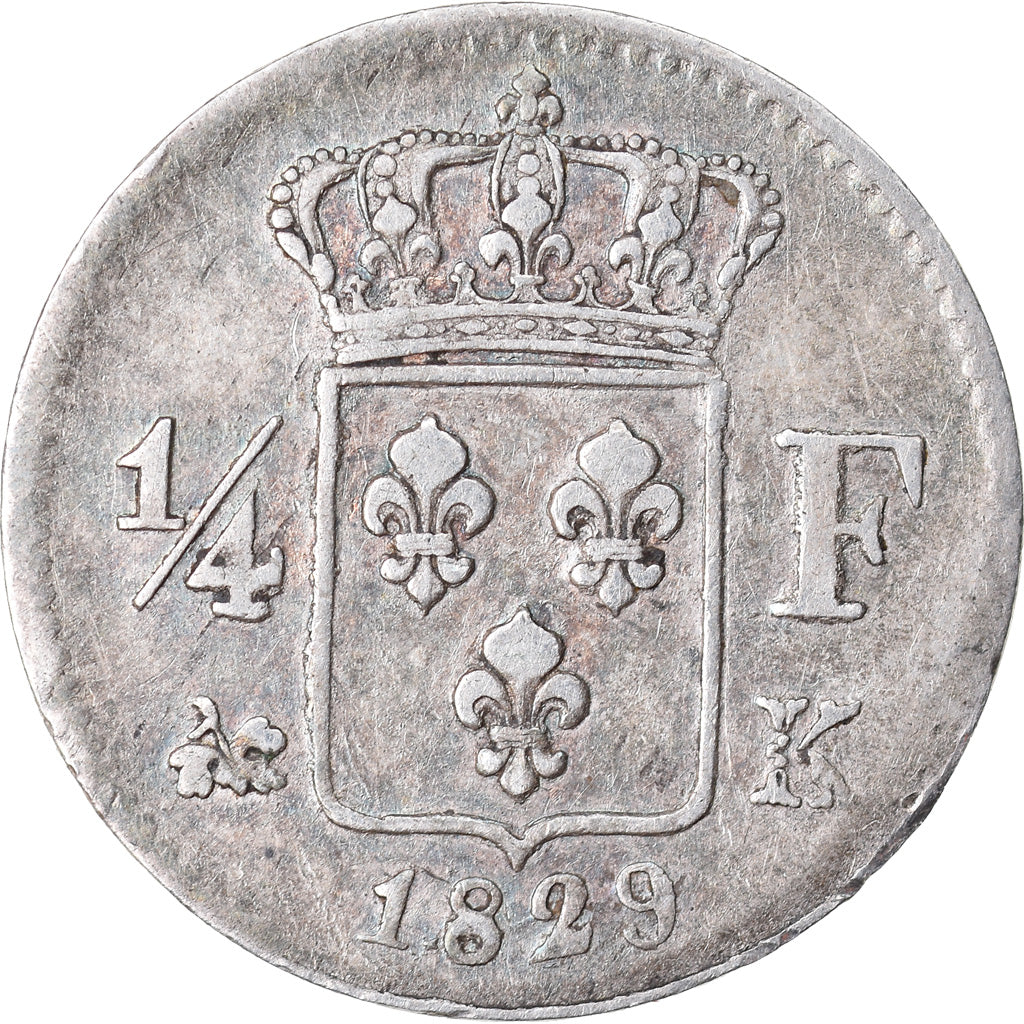 Coin, France, Charles X, 1/4 Franc, 1829, Bordeaux, VF(30-35), Silver, KM:722.7