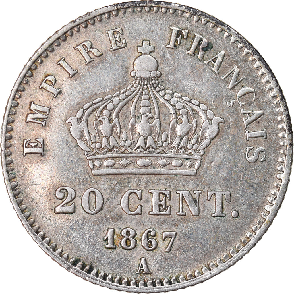Coin, France, Napoleon III, Napoléon III, 20 Centimes, 1867, Paris, AU(50-53)