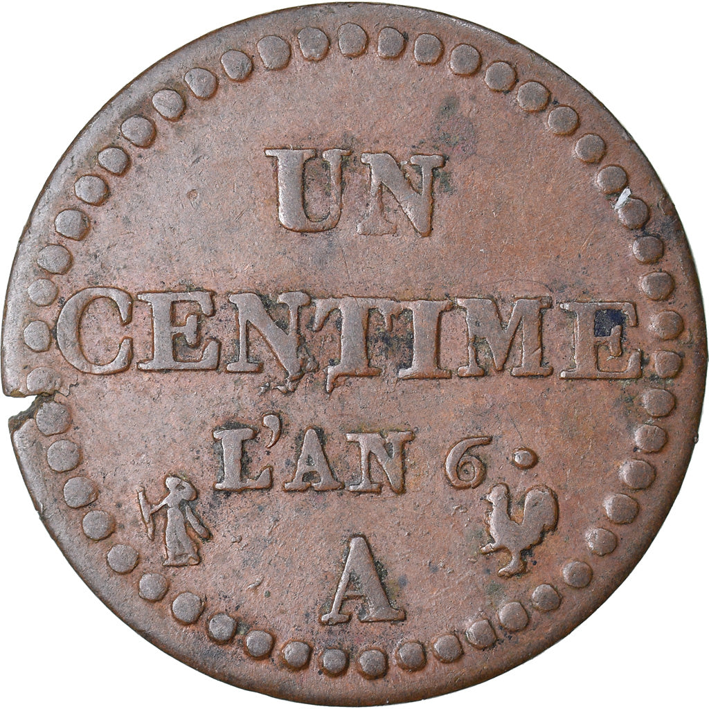 Coin, France, Dupré, Centime, AN 6, Paris, VF(30-35), Bronze, KM:646