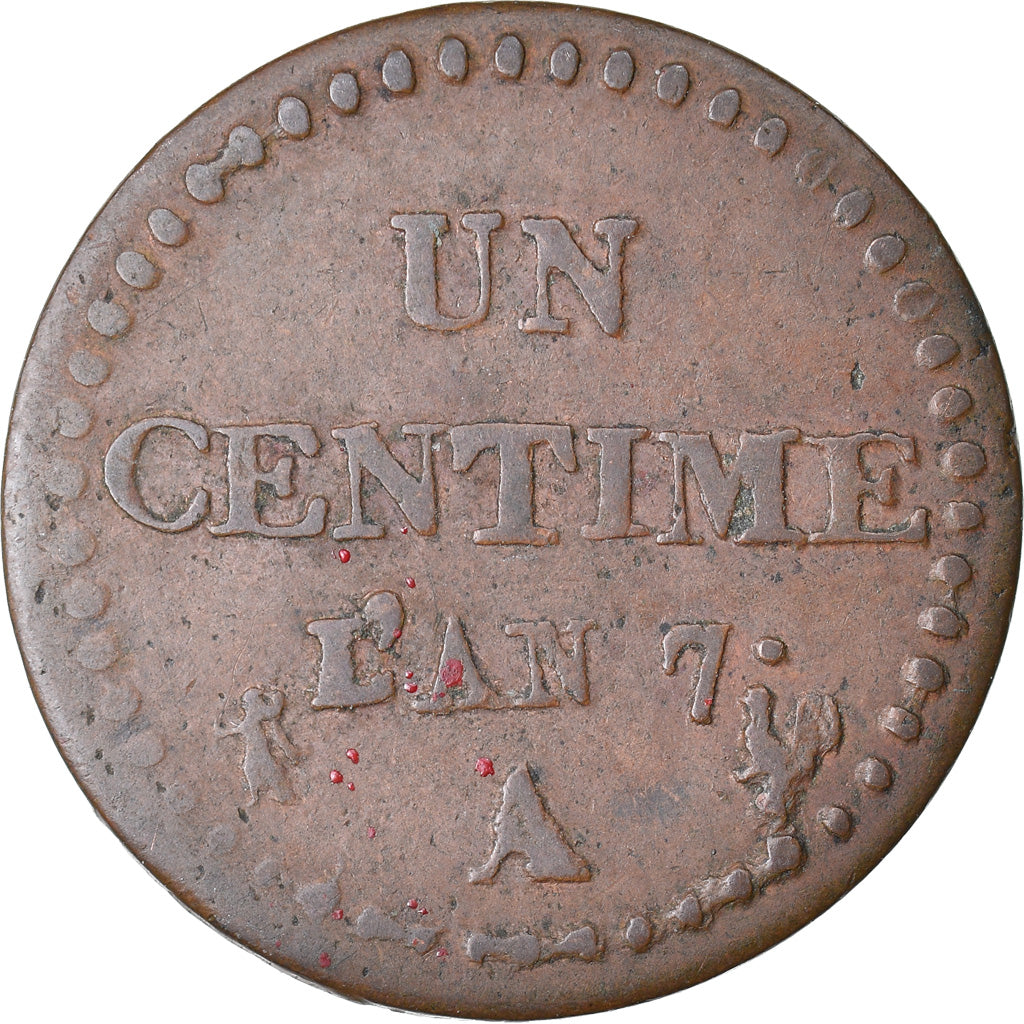 Moneta, Francia, Dupré, Centime, AN 7, Paris, MB+, Bronzo, KM:646, Gadoury:76