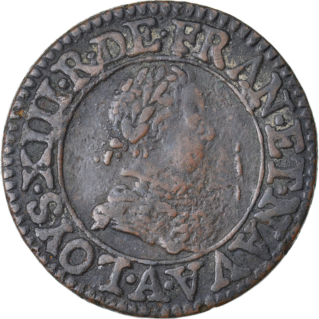 Münze, Frankreich, Louis XIII, Double tournois, buste enfantin, Double