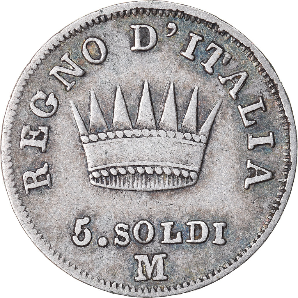 Coin, Italy, 5 Soldi, 1811, Milan, EF(40-45), Silver, KM:c.5.1