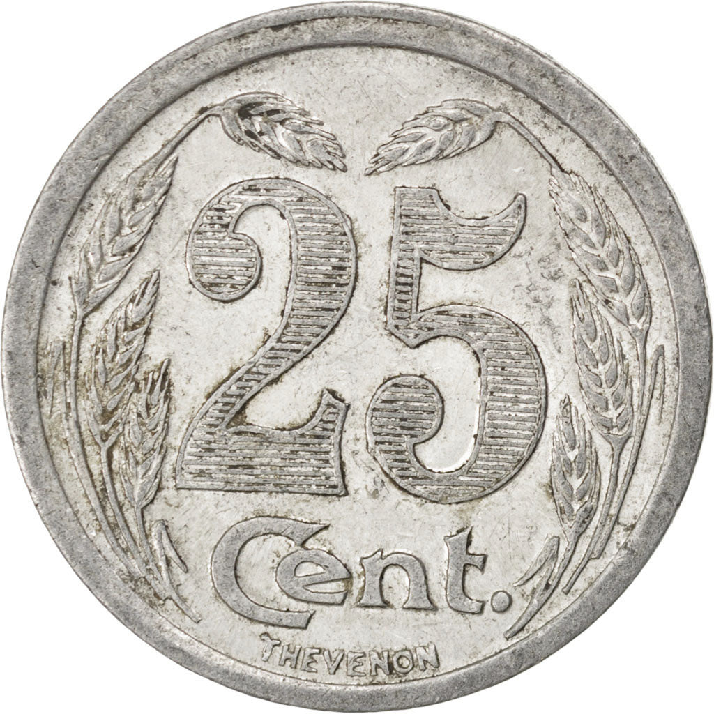 France, 25 Centimes, 1921, EF(40-45), Aluminium, Elie #10.3, 2.03