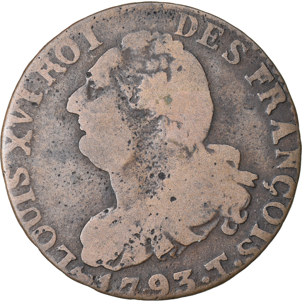 Münze, Frankreich, 6 deniers françois, 6 Deniers, 1793, Nantes, S+, Bronze