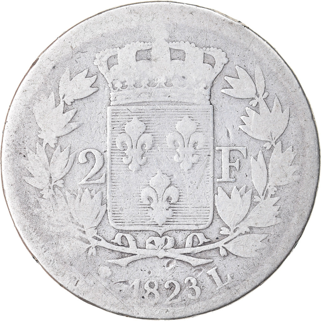 Münze, Frankreich, 2 Francs, 1823, Bayonne, SGE+, Silber
