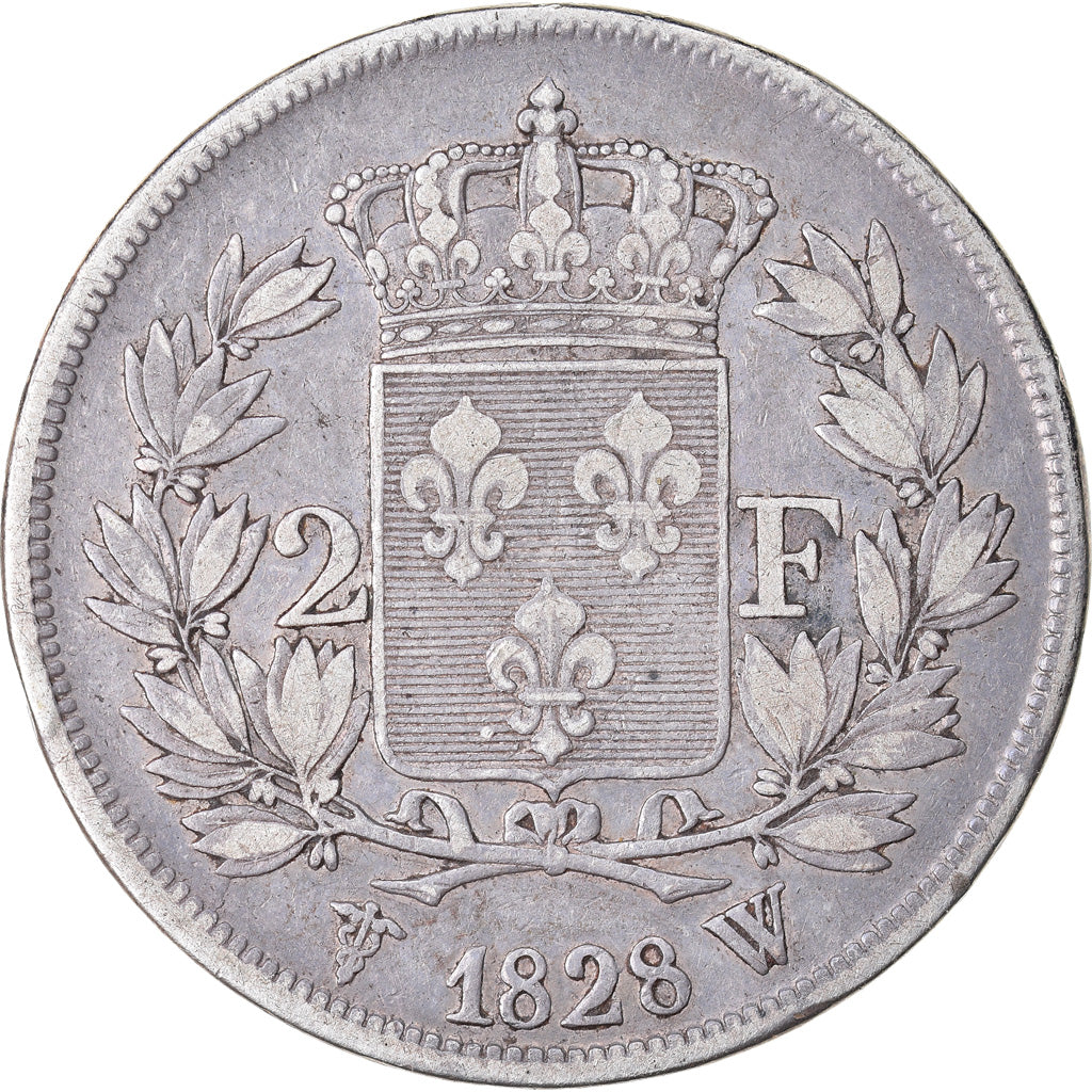 Coin, France, Charles X, 2 Francs, 1828, Lille, EF(40-45), Silver, KM:725.13