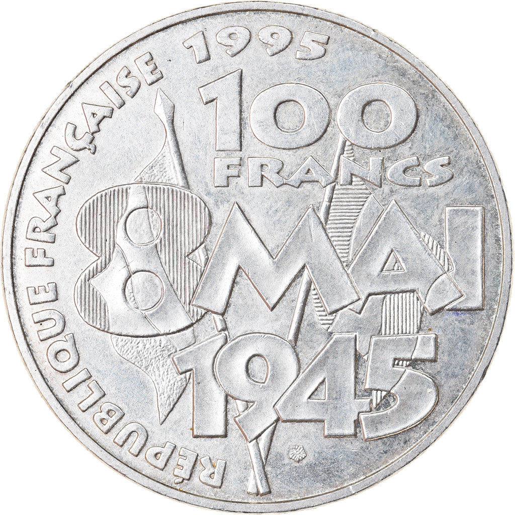 Moneta, Francja, 8 mai 1945, 100 Francs, 1995, AU(55-58), Srebro, KM:1116.1