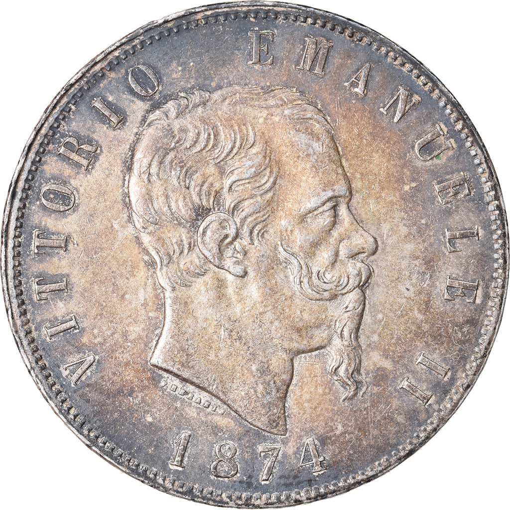 Monnaie, Italie, Vittorio Emanuele II, 5 Lire, 1874, Milan, PCGS, AU58, SUP