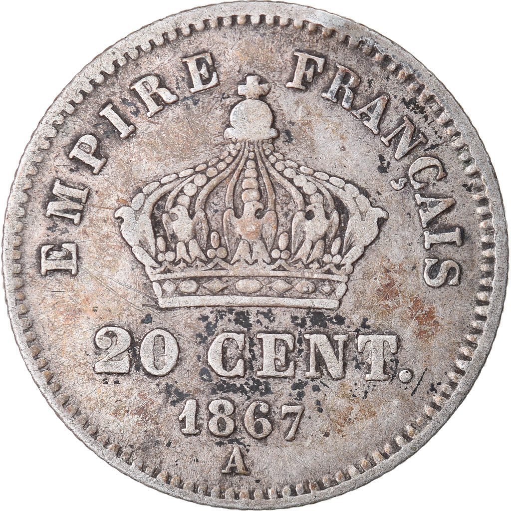 Moeda, França, Napoleon III, Napoléon III, 20 Centimes, 1867, Paris