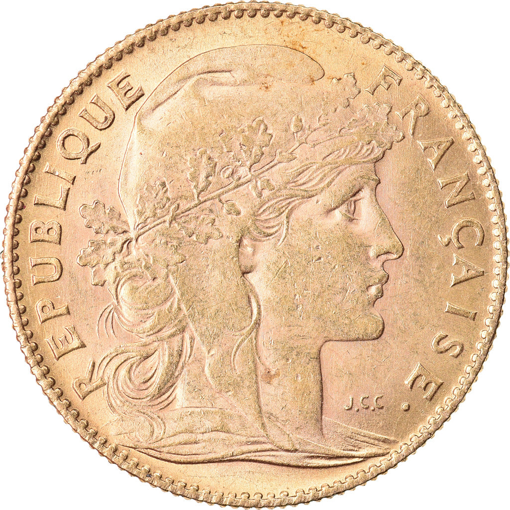 Munten, Frankrijk, Marianne, 10 Francs, 1906, Paris, ZF+, Goud, KM:846