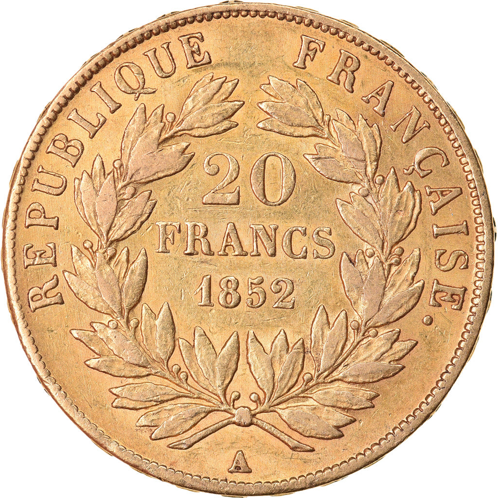 Coin, France, Napoleon III, Napoléon III, 20 Francs, 1852, Paris, AU(50-53)
