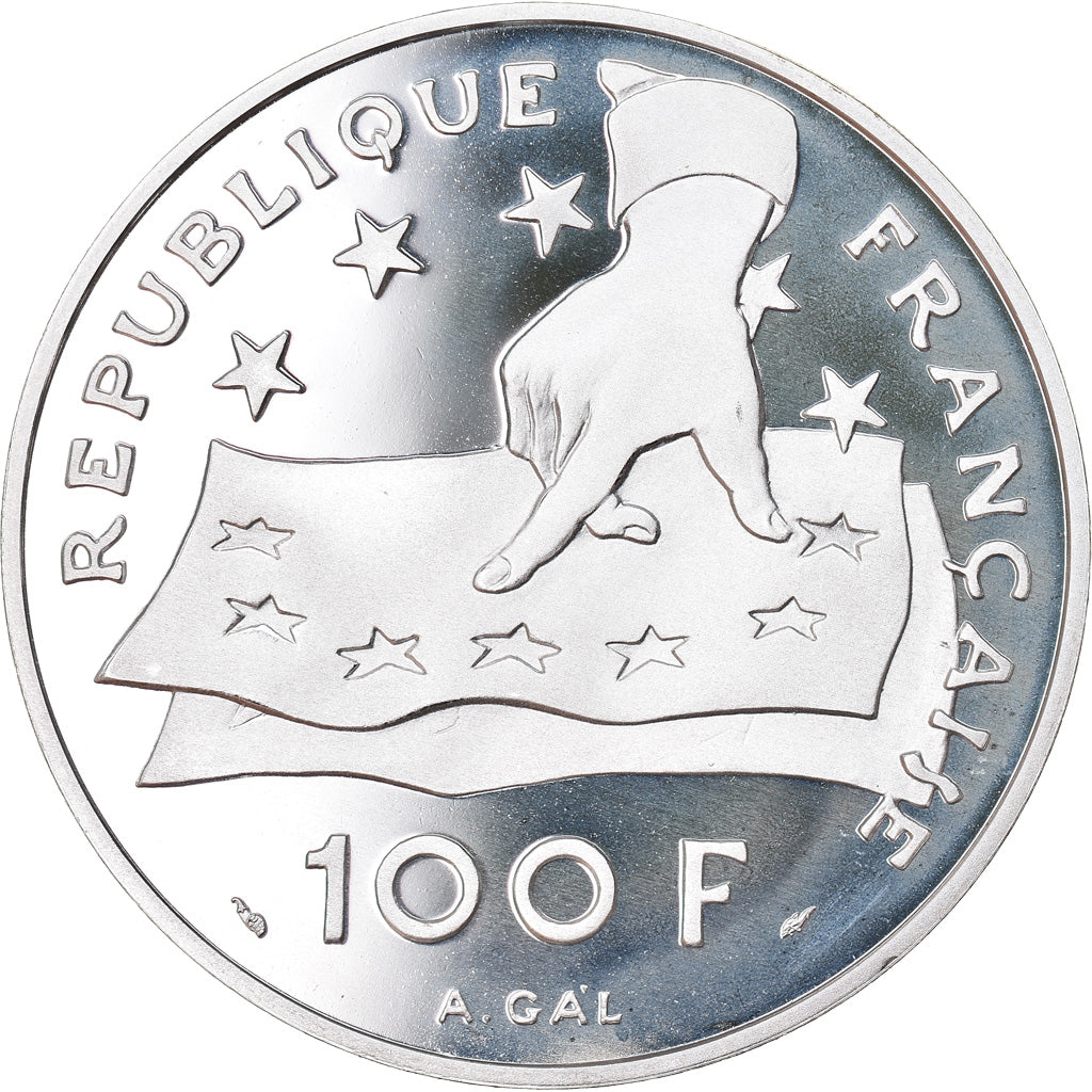 Coin, France, Descartes, 100 Francs, 1991, Paris, BE, MS(65-70), Silver