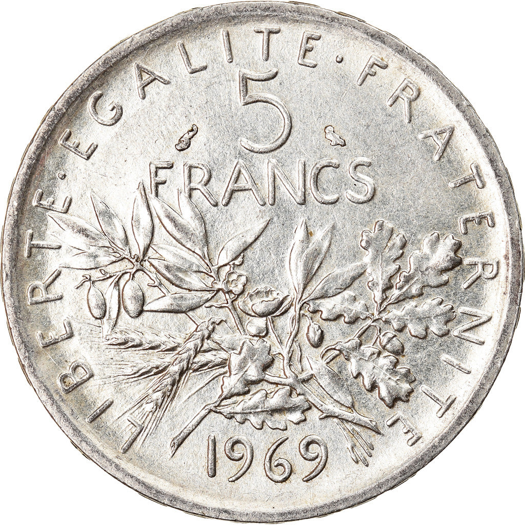 Moneda, Francia, Semeuse, 5 Francs, 1969, EBC, Plata, KM:926, Gadoury:770
