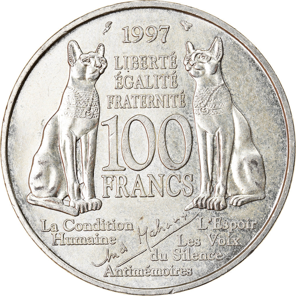 Moneda, Francia, André Malraux, 100 Francs, 1997, EBC, Plata, KM:1188