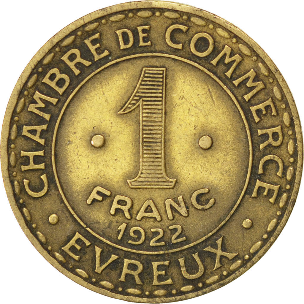 France, 1 Franc, 1922, EF(40-45), Brass, Elie #10.4, 4.42