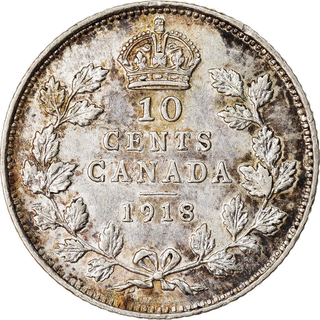 Coin, Canada, George V, 10 Cents, 1918, Royal Canadian Mint, Ottawa, AU(55-58)