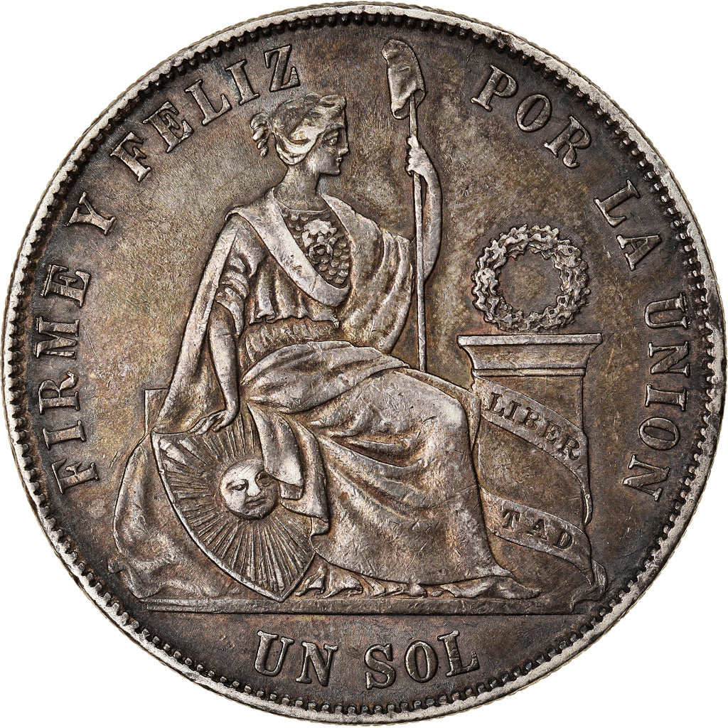 Moneta, Perù, SOUTH PERU, Sol, 1869, Lima, BB, Argento, KM:196.3