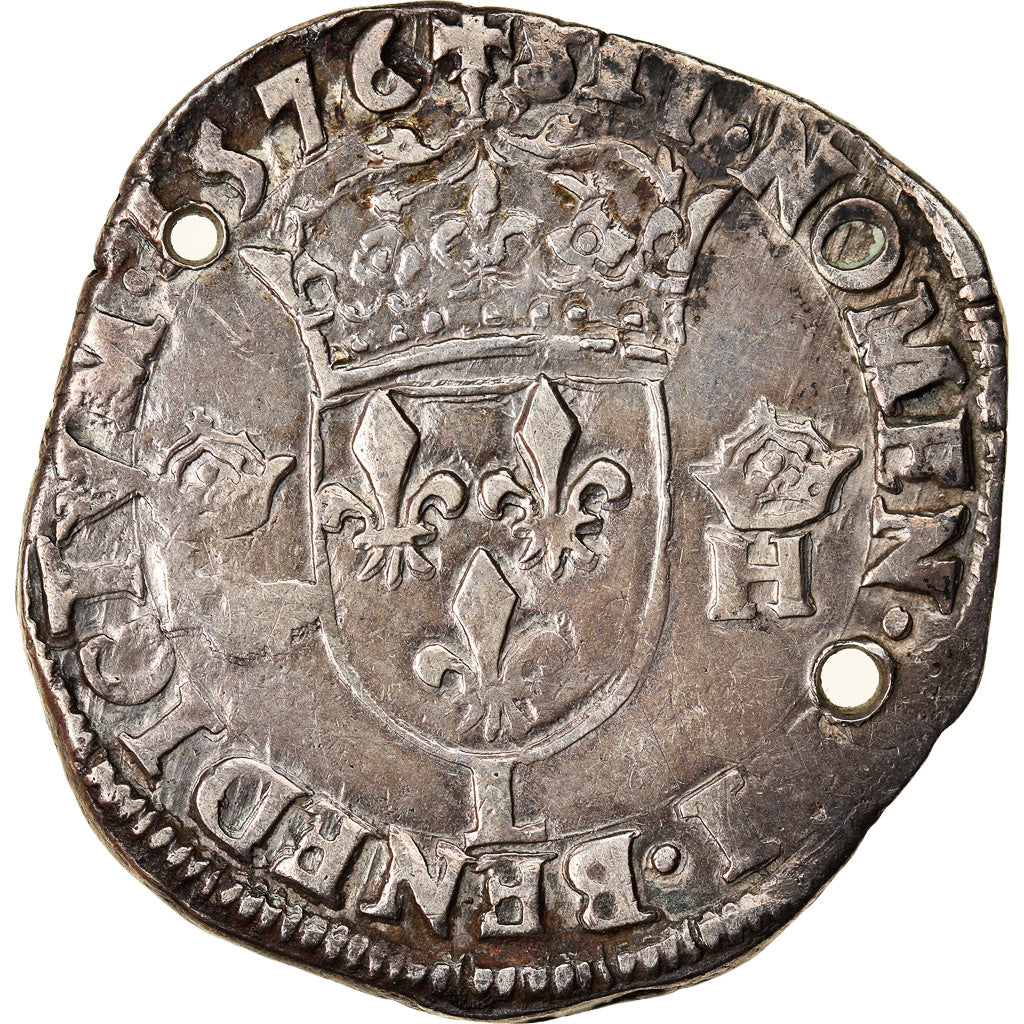 Moneta, Francja, Henri III, Teston, 1576, Bayonne, VF(30-35), Srebro