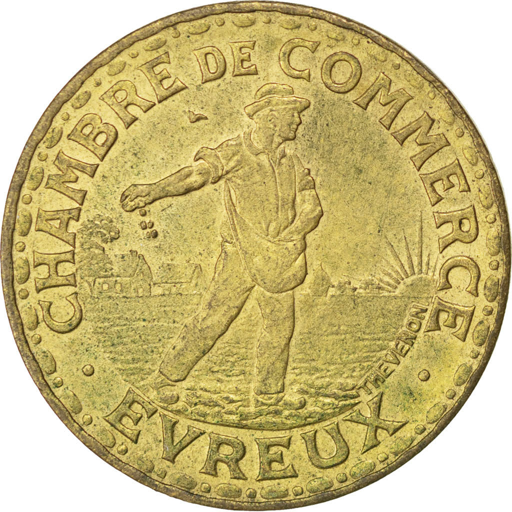 France, 2 Francs, 1922, AU(50-53), Brass, Elie #10.5, 8.22