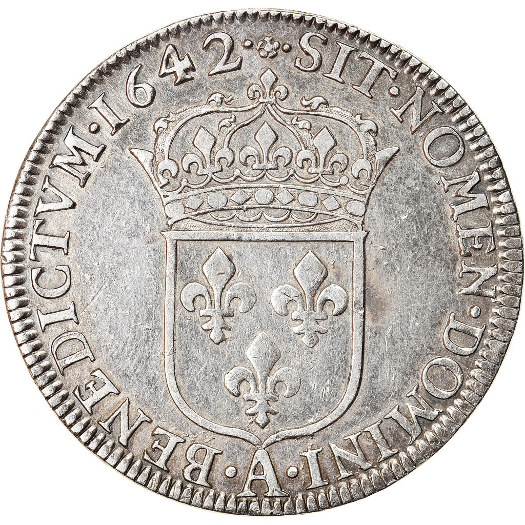 Moneda, Francia, Louis XIII, 1/2 Écu, premier poinçon de Warin, 1/2 Ecu, 1642