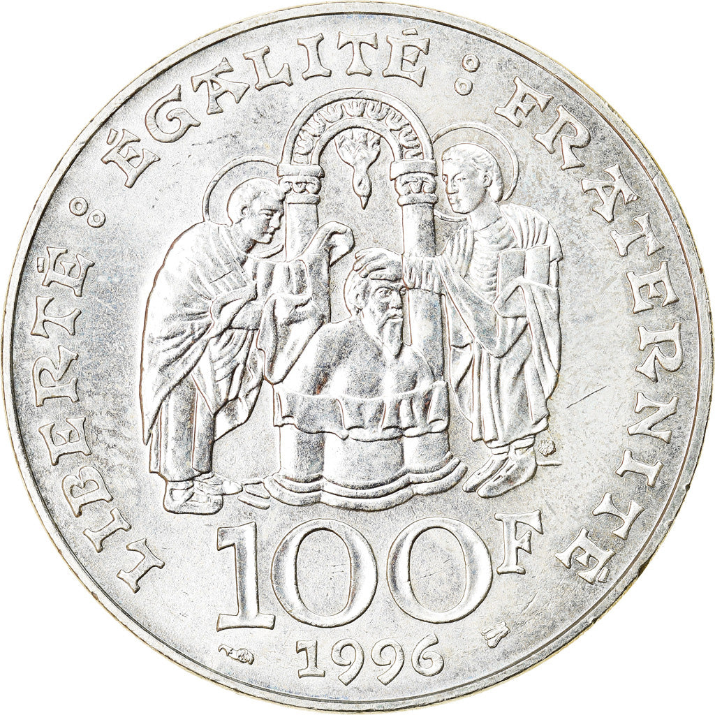 Münze, Frankreich, Clovis, 100 Francs, 1996, VZ+, Silber, KM:1180, Gadoury:953