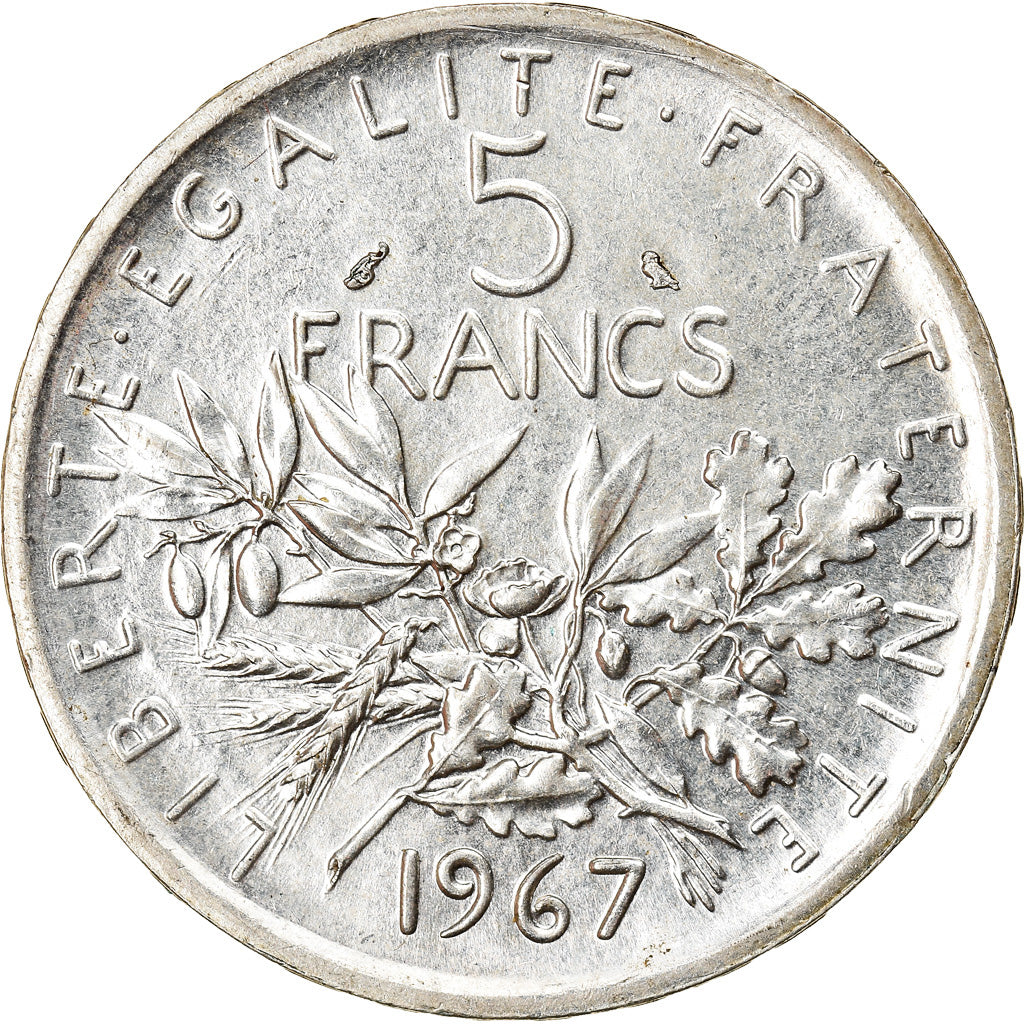 Coin, France, Semeuse, 5 Francs, 1967, Paris, AU(55-58), Silver, KM:926