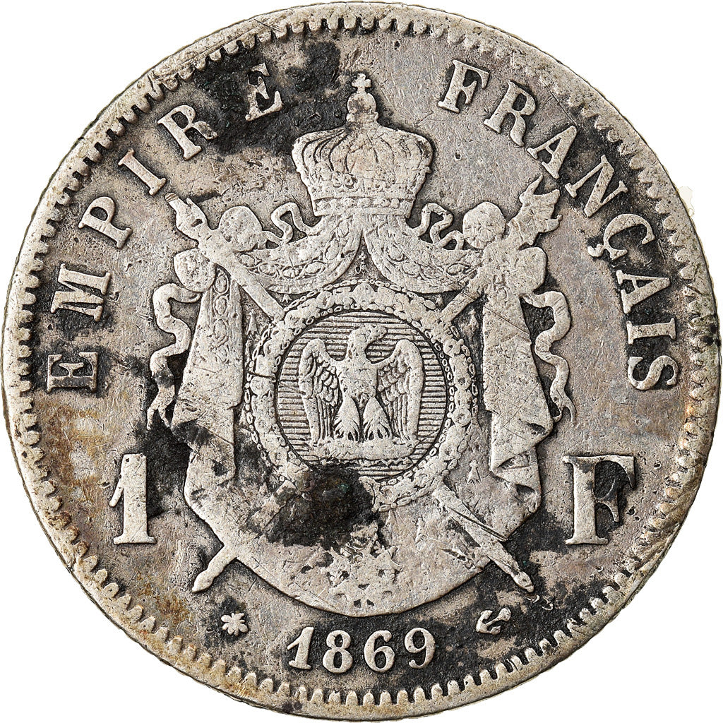 Munten, Frankrijk, Napoleon III, Napoléon III, Franc, 1869, Paris, FR, Zilver
