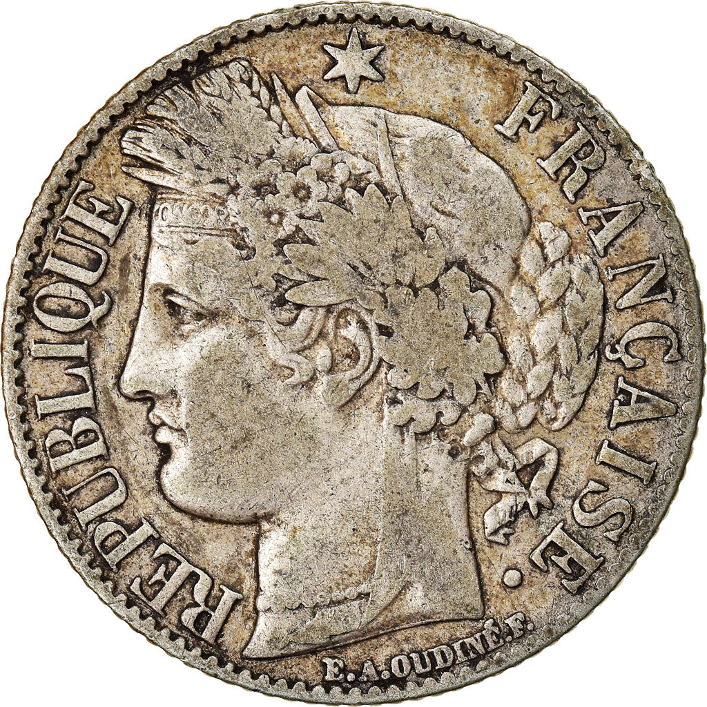 Moneta, Francia, Cérès, Franc, 1887, Paris, MB+, Argento, KM:822.1