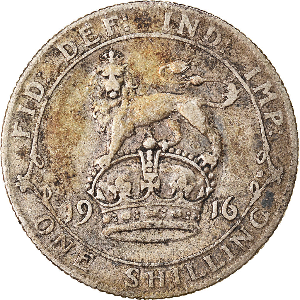 Coin, Great Britain, George V, Shilling, 1916, VF(30-35), Silver, KM:816