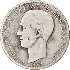 Monnaie, Grèce, George I, Drachma, 1873, Paris, B+, Argent, KM:38