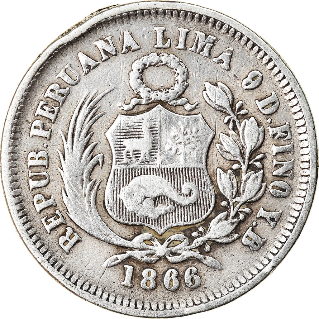 Monnaie, Pérou, SOUTH PERU, Sol, 1866, Lima, TB+, Argent, KM:196.1