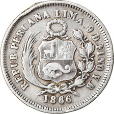 Monnaie, Pérou, SOUTH PERU, Sol, 1866, Lima, TB+, Argent, KM:196.1