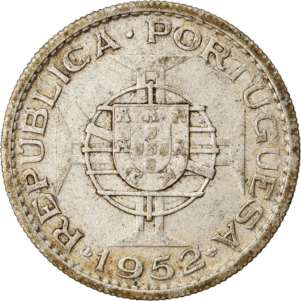 Coin, Mozambique, 10 Escudos, 1952, AU(50-53), Silver, KM:79