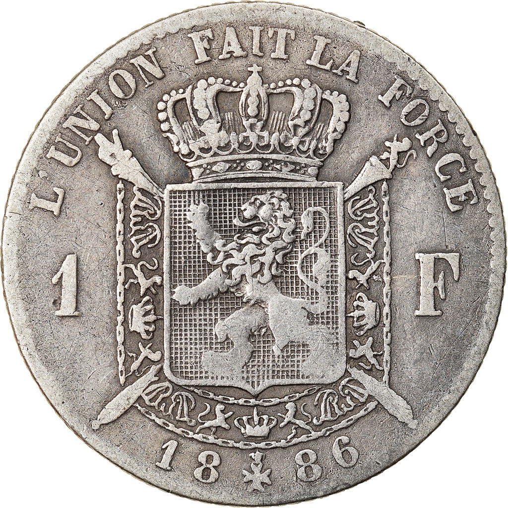 Coin, Belgium, Leopold II, Franc, 1886, VF(20-25), Silver, KM:28.2
