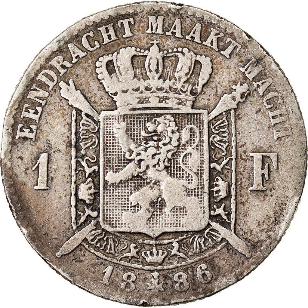 Coin, Belgium, Leopold II, Franc, 1886, VF(20-25), Silver, KM:29.1