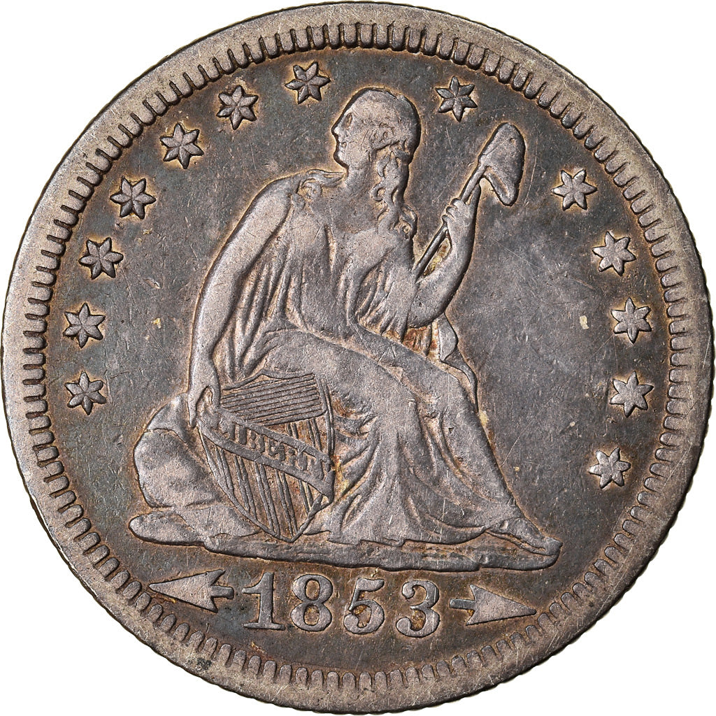 Coin, United States, Seated Liberty Quarter, Quarter, 1853, U.S. Mint