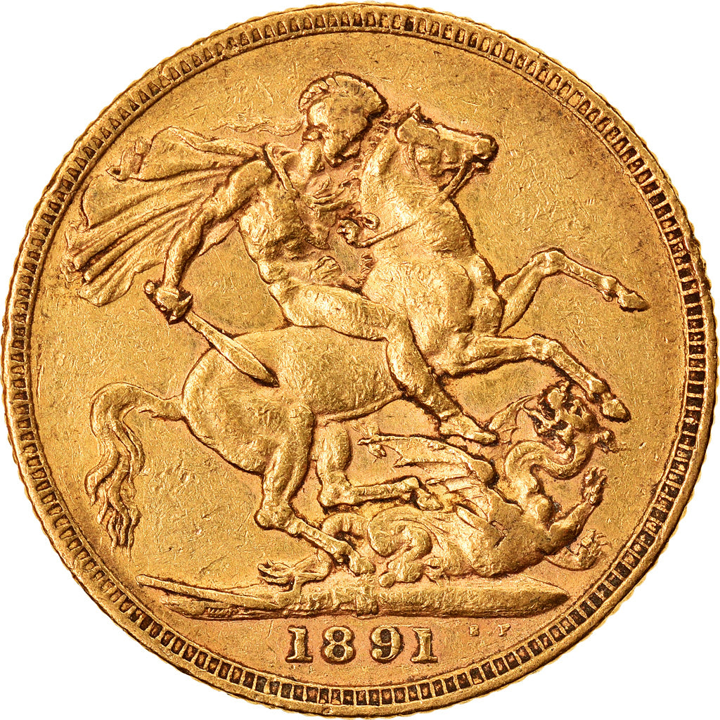 Coin, Australia, Victoria, Sovereign, 1891, Melbourne, EF(40-45), Gold, KM:10